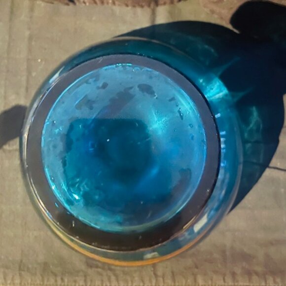 Vintage Mid-Century Modern Blenko-Style Blue Glass Decanter - Flat Head Stopper - Picture 3 of 6